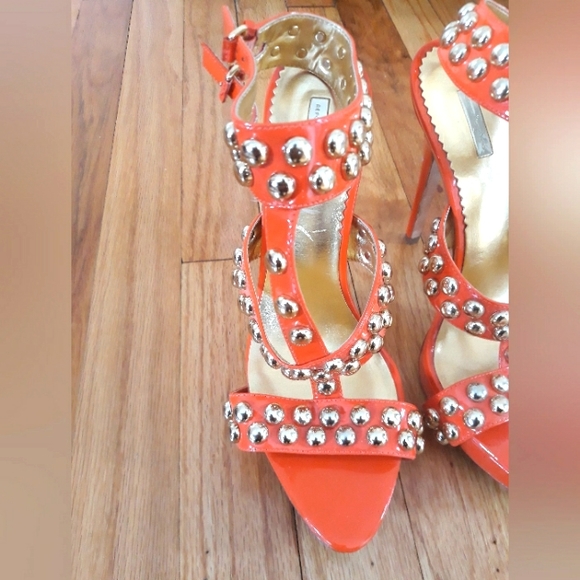 Women's Report Signature Open Toe Studded Heels Sandals Orange Size 9 - Picture 2 of 7